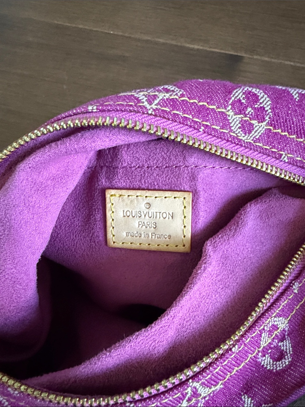 Louis Vuitton Purple Monogram Canvas Shoulder Bag with Vachetta Trim - Picture 4 of 4